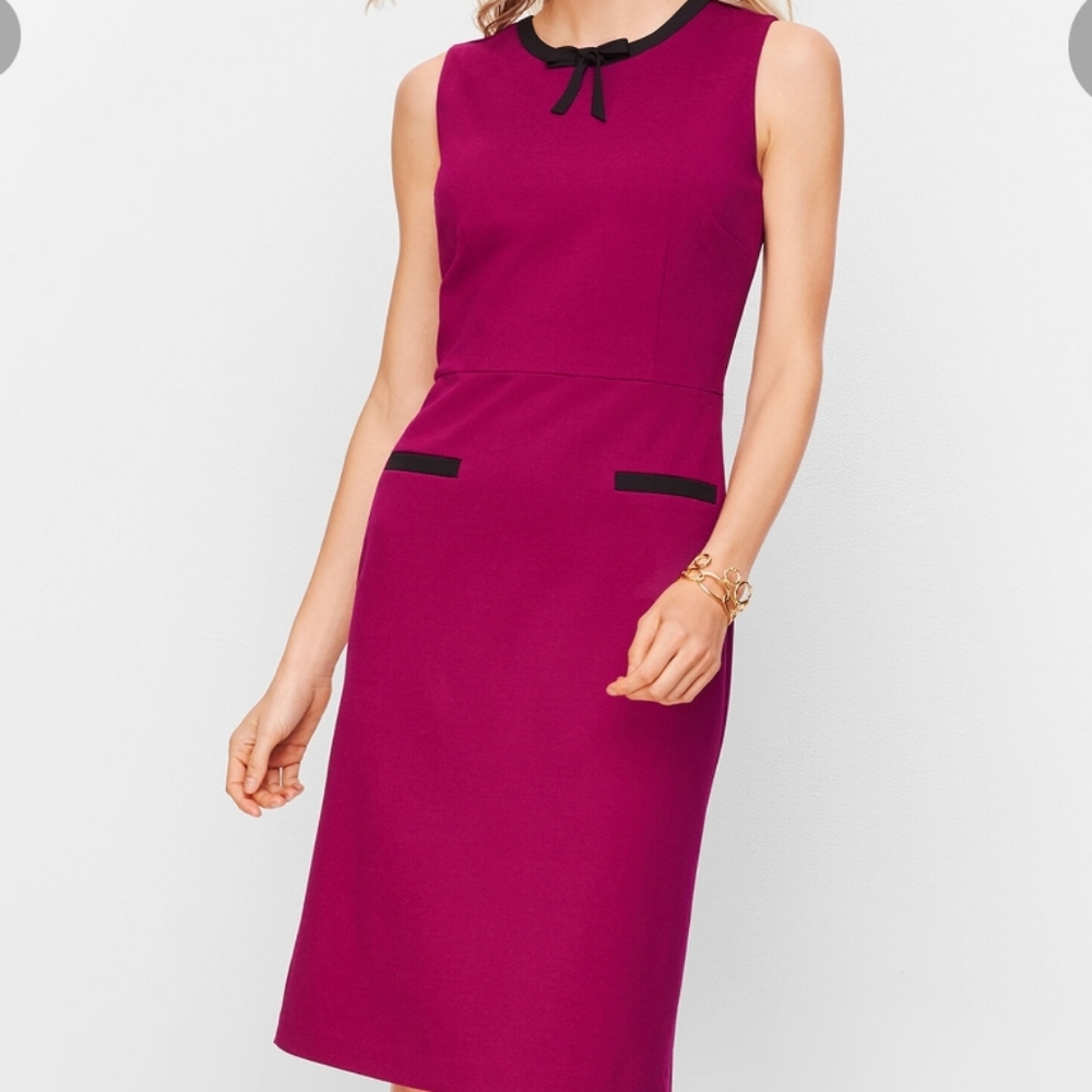 Talbots Tipped Ponte Knit Tie-neck Dress